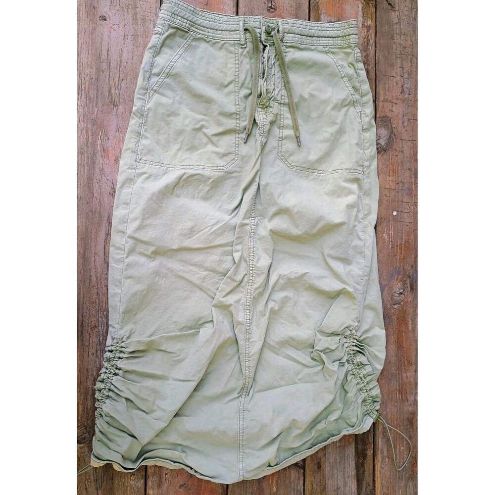 American Eagle Low Rise Maxi Cargo Skirt in Size 6 Green Drawstring Cinch Sides